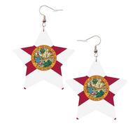 Florida State Flag Leather Star Shaped Earrings Fashion Accessories Lightweight Festivals Parties Everyday Life