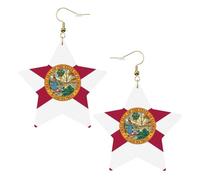 Florida State Flag Leather Star Shaped Earrings Fashion Accessories Lightweight Festivals Parties Everyday Life