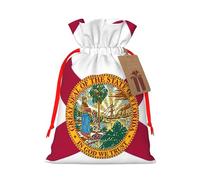 Florida State Flag Print Christmas Drawstring Holiday Candy Bag Xmas Sacks Reusable Wrapping Bags Party Favor