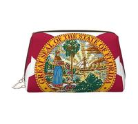 Florida State Flag Print Leather Makeup ba Leather Makeup Bag - Stylish Travel & Toiletry Companion