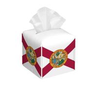 Florida State Flag Print Square Tissue Box Cover,Leather Tissue Boxes Organizer Holder Decor for Bathroom