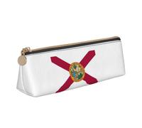 Florida State Flag Print Stylish Triangular Pencil Case Pouch for Large-Capacity Stationery Organizer