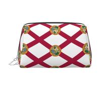 Florida State Flag Toiletry Cosmetics Bag, Portable Travel Cosmetic Makeup Bag,PVC Leather,with Compartments