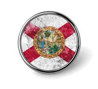 Florida State Flag Unisex Novelty Brooches & Pins Round Metal Lapel Badge for Clothing Shawl Hat