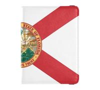 Florida State Flag (usa) Leather Passport and Vaccine Card Wallet Combo Travel Documents Organizer Protector Passport Holder Case for Travel Essential Waterproof