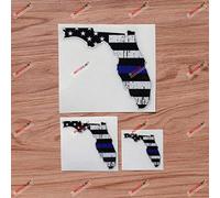 Florida State Map American Flag Thin Blue Line Vinyl Decal Sticker - Grunge Subdued Vintage - 3 Pack Reflective, 5.1cm, 7.6cm, 12.7cm - for Car Boat Laptop Cup Phone