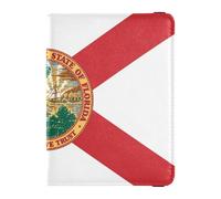 Florida State Polyester Flag Fl Red Leather travel wallet womens passport holder for travel Travel Documents Organizer Protector Passport Wallet for men Lightweight