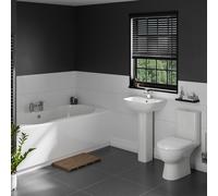 Florida Straight Bath Modern Bathroom Suite | White | ABS Polished Chrome | 1800mm