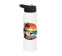 Florida Summer Sunset Beach Surfer Stainless Steel Insulated Water Bottle