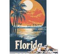 Florida Sunset Landscape Poster Puzzle Jigsaws 1000 Pieces for Adults Puzzle Adult Jigsaw Puzzle Jigsaw Puzzles for Adults Educational Game Challenge Toy 38x26cm/1000pcs