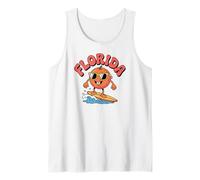 Florida Surfing Fruit, Retro Surf Vibes, Fun Orange Surfer Tank Top