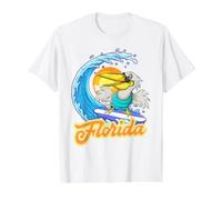 Florida Surfing Pelican Beach Vacation Trip Ocean Waves Value Graphic T-Shirt, Men, White, L