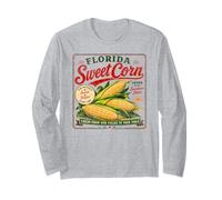 Florida Sweet Corn Vintage Fruit Distressed Retro Design Long Sleeve T-Shirt