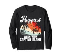 Florida Vacation Palm Tree Travel Happiest Captiva Island Long Sleeve T-Shirt