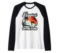 Florida Vacation Palm Tree Travel Happiest Captiva Island Raglan Baseball Tee