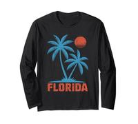 Florida Vintage Palm Tree Sunset Beach Vacation Trip Long Sleeve T-Shirt