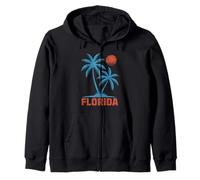 Florida Vintage Palm Tree Sunset Beach Vacation Trip Zip Hoodie