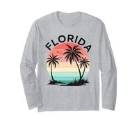 Florida Vintage Palm Tree Sunset Tropical Summer Vacation Long Sleeve T-Shirt
