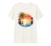 Florida Vintage Palm Tree Sunset Tropical Summer Vacation Premium T-Shirt