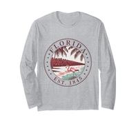Florida Vintage State 1845 Shirt Flamingo Palm Shoreline Long Sleeve T-Shirt