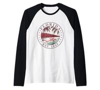 Florida Vintage State 1845 Shirt Flamingo Palm Shoreline Raglan Baseball Tee