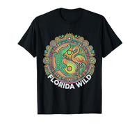 Florida Wild Gator Flamingo Dot Art Mandala T-Shirt