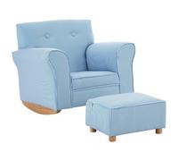 floride kids rocker chair with foot stool in blue and white