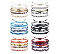 Florideco 24 Pcs Boho Surfer Bracelet Anklet Adjustable Beaded Anklets Handmade Braided Bracelet Colorful Anklet Summer String Rope Ankle Bracelets Waterproof Surfer Beach Bracelet Boho Jewelry for