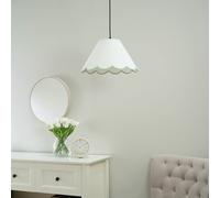 ValueLights Florie Linen Large Lamp Shade with Scallop Green Trim