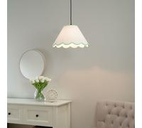 Florie Natural Linen Large Tapered Scallop Pastel Trim Lamp Shade & LED Bulb ValueLights Green One Size