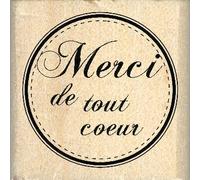 Florilèges Design FB208030 4 x 4 x 2.5 cm Scrapbooking Stamp Merci de Tout Coeur Design, Beige