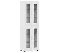 Florin Highboard High Gloss White Wood Material 60 x 35 x 182 cm with 6 Board Shelves and 4 Hinged Doors, Storage Space Furniture for Living Room, TV, Multimedia, Space-Saving, Modern Furnishings