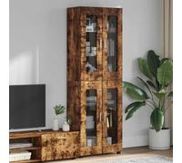 Florin Highboard with Shelf in Smoked Oak, Wood Material, 60 x 35 x 182 cm, 4 Doors, 6 Boards, Storage Space for Living Room, TV, Multimedia, Space-Saving and Functional