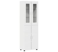 Florin Highboard with Shelf, White, Made of Wood Material 60 x 35 x 182 cm with 6 Board Shelves and 4 Doors, Practical Storage Space for Living Room, Home Office and Multimedia Devices