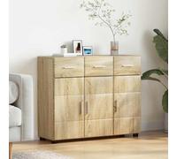 Florin Sonoma Oak Sideboard Wood Material 88.5 x 30.5 x 73 cm with 3 Board Shelves and 2 Hinged Doors, Storage Space Furniture Combination for Living Room, Home Office, Indoor