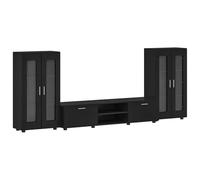 Florin TV Cabinet Set with Drawers 3 Pieces Black Wood Material Living Wall Unit Unit Cabinet Wall Furniture Set Furniture Set TV Lowboard Highboard Display Cabinet Shelf Cabinet Storage Storage Space