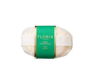 Floris London Rose Geranium Luxury Single Soap Bar (100g) | Hand Wrapped & Finely Milled, Contains Moisturising Shea Butter, Vegetable Base