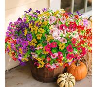 florisso Artificial Fake Plants Flowers for Outdoor Decoration, 12 Bundles Faux Silk Daisy Look Real UV Resistant for Outside Home Porch Patio Planter Decor