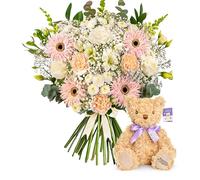 Florist Choice Fresh Flower Bouquet - Stunning Mixed Stems for Any Occasion: Birthdays, Anniversaries & Sympathy - Next day Flowers Delivery (Large + Bear)