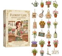 Florist Life Advent Calendar 2025: A Daily Dose of Florist Fun, 24 Days of Floral Ornaments & Mini Gardening Tools, Christmas Countdown Calendar for Flower Lovers (1pcs)