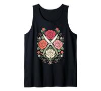 Florist Shears and Roses Crest Tattoo Flower Gift Tank Top