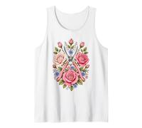 Florist Shears and Roses Crest Tattoo Flower Gift Tank Top