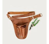 Florist Tool Belt with Adjustable Strap, Brown PVC Pouch for Gardeners, 4 Pockets and D-Ring for Flower Arranging, Professional Floral Design Organizer