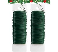 Florist Wire,2 Rolls Green Florist Wire,Christmas Wreath Making Wires,46M Xmas Floristry Wires for Wreath Floral Bouquets, DIY Flower Arrangement Crafting.