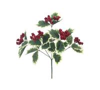 FloristryWarehouse Artificial Variegated Faux Silk Holly Red Berry Bush 36cm/14 Inches
