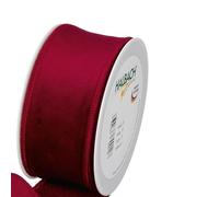 FloristryWarehouse Burgundy Red Christmas Velvet Fabric Ribbon 50mm (2") Wide on 8m roll Wired Edge