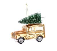 FloristryWarehouse Classic Ninety Offroader With Christmas Tree Hanging Ornament Gold 12cm