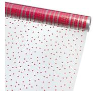 FloristryWarehouse Clear Cello Roll 80cm x 100m Red Mini Hearts Motif