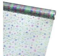 FloristryWarehouse Clear Cello Roll 80cm x 100m Spring Flowers Motif