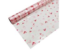 FloristryWarehouse Clear Cello Wrap with Red White & Pink Hearts 80cm x 80m